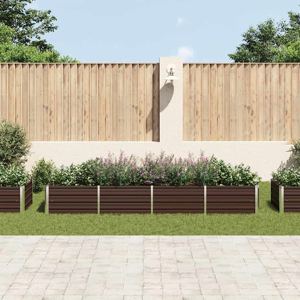 Ζαρντινιέρα Υπερυψωμένη Καφέ 320x80x45 εκ. Γαλβανισμ. Χάλυβας - Pakobazaar