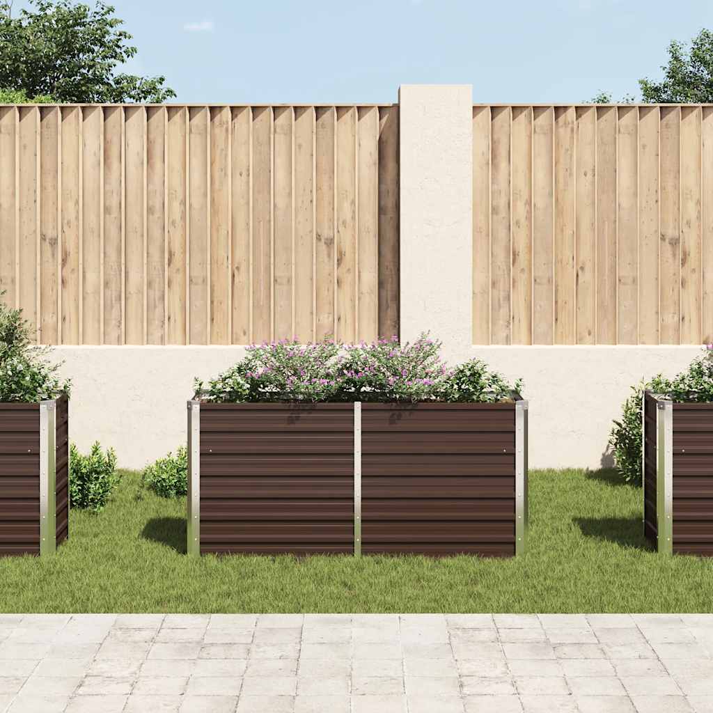 Ζαρντινιέρα Υπερυψωμένη Καφέ 160x40x77 εκ. Γαλβανισμ. Χάλυβας - Pakobazaar