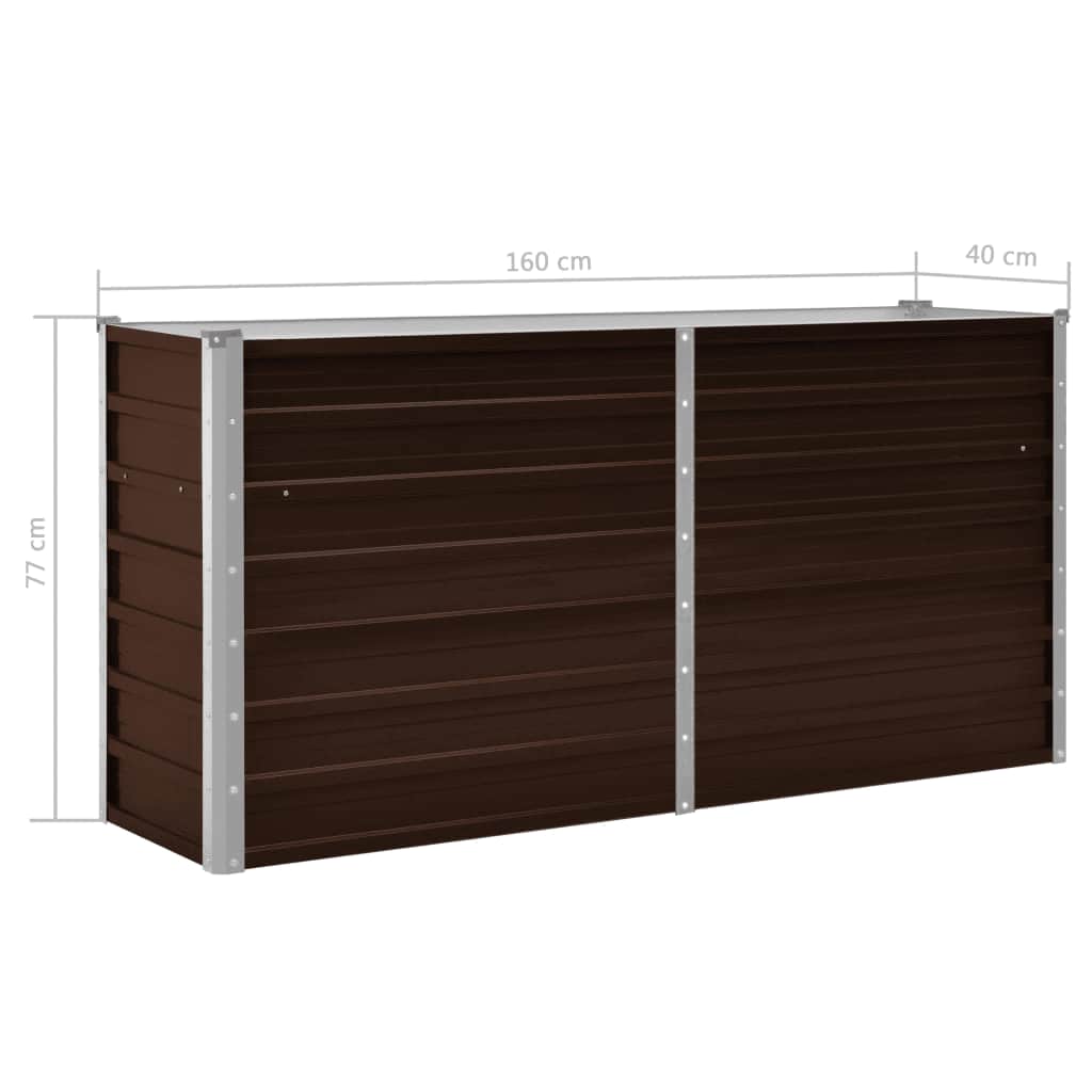 Ζαρντινιέρα Υπερυψωμένη Καφέ 160x40x77 εκ. Γαλβανισμ. Χάλυβας - Pakobazaar