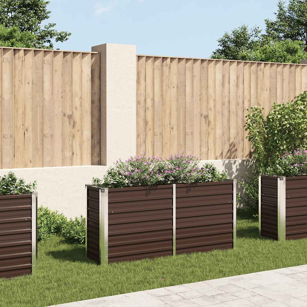 Ζαρντινιέρα Υπερυψωμένη Καφέ 160x40x77 εκ. Γαλβανισμ. Χάλυβας - Pakobazaar