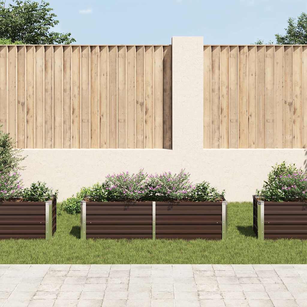 Ζαρντινιέρα Υπερυψωμένη Καφέ 160x40x45 εκ. Γαλβανισμ. Χάλυβας