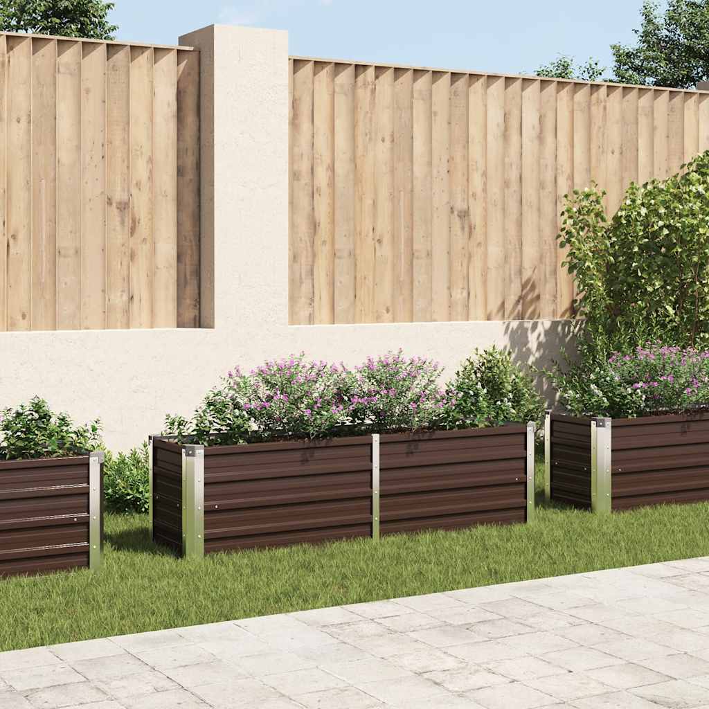 Ζαρντινιέρα Υπερυψωμένη Καφέ 160x40x45 εκ. Γαλβανισμ. Χάλυβας