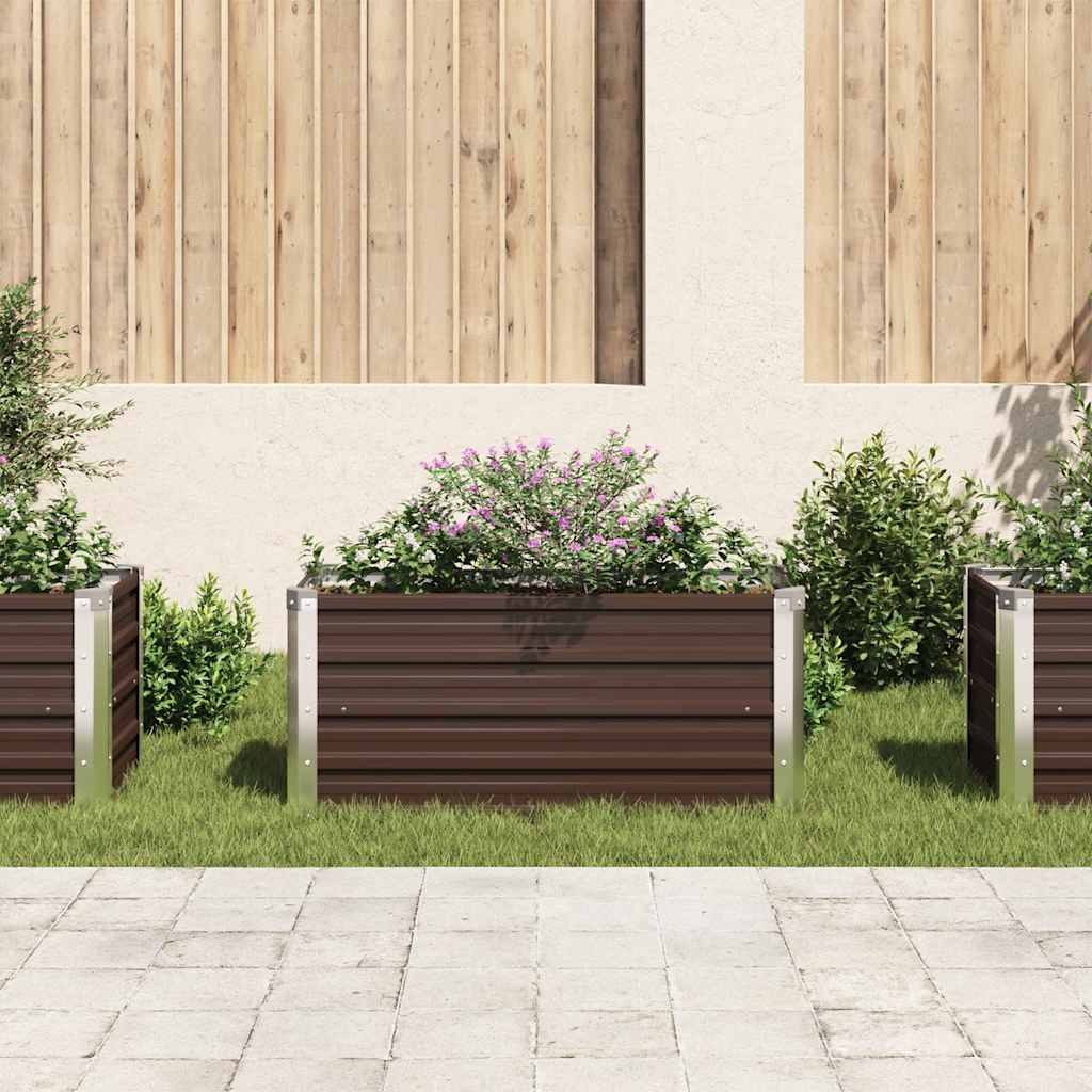 Ζαρντινιέρα Υπερυψωμένη Καφέ 100x40x45 εκ. Γαλβανισμ. Χάλυβας - Pakobazaar