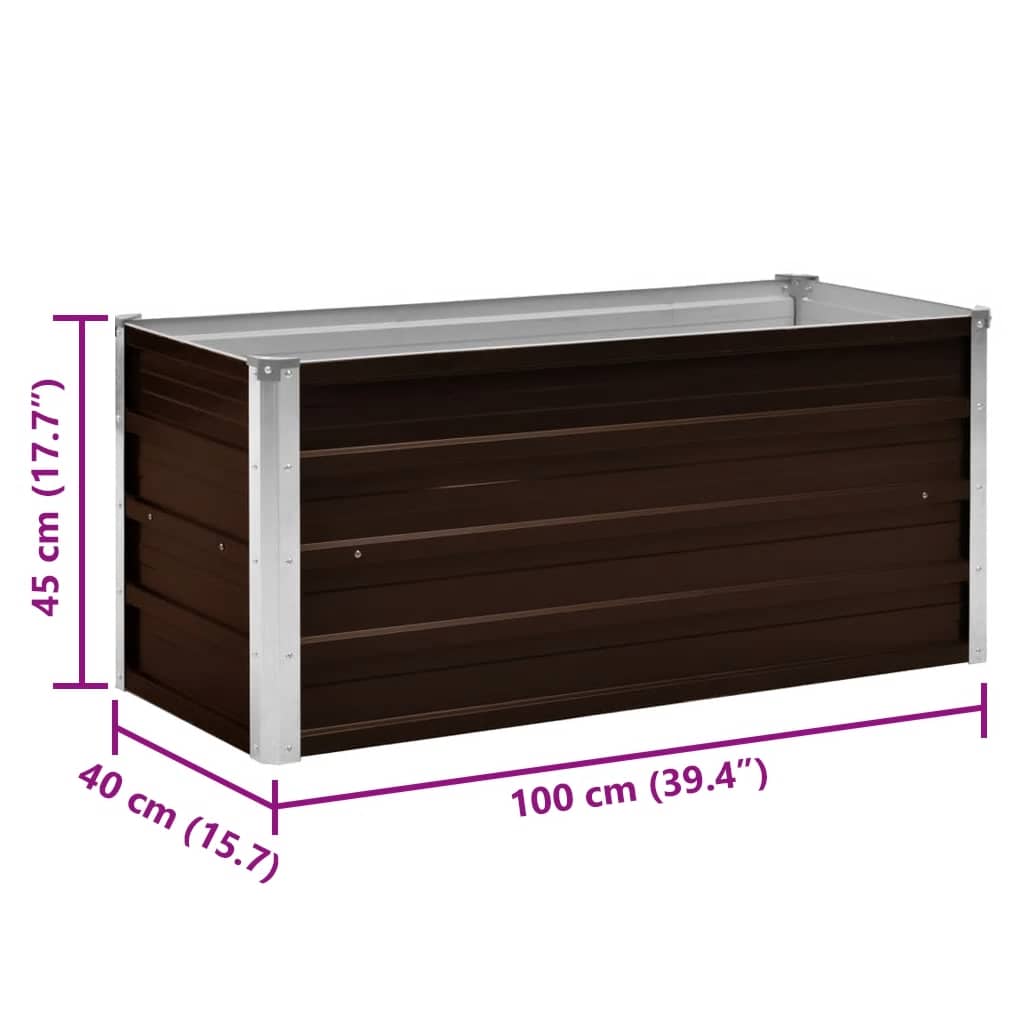 Ζαρντινιέρα Υπερυψωμένη Καφέ 100x40x45 εκ. Γαλβανισμ. Χάλυβας - Pakobazaar