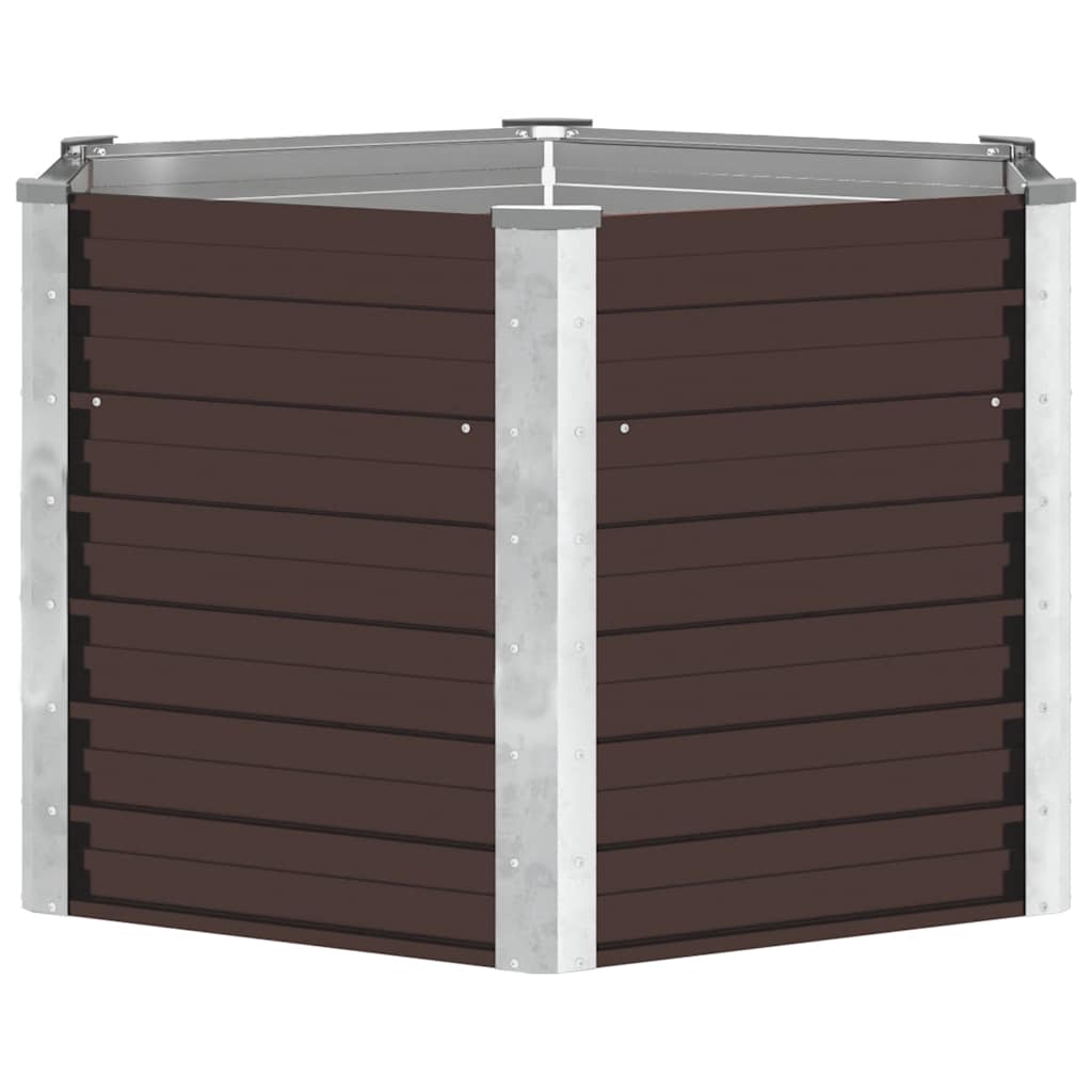 Ζαρντινιέρα Υπερυψωμένη Καφέ 129x129x77 εκ. Γαλβανισμ. Χάλυβας