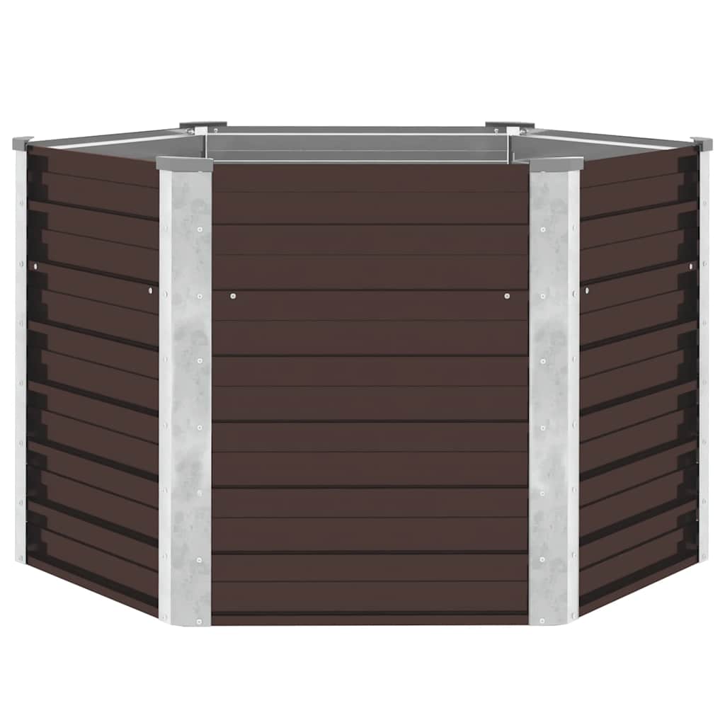 Ζαρντινιέρα Υπερυψωμένη Καφέ 129x129x77 εκ. Γαλβανισμ. Χάλυβας