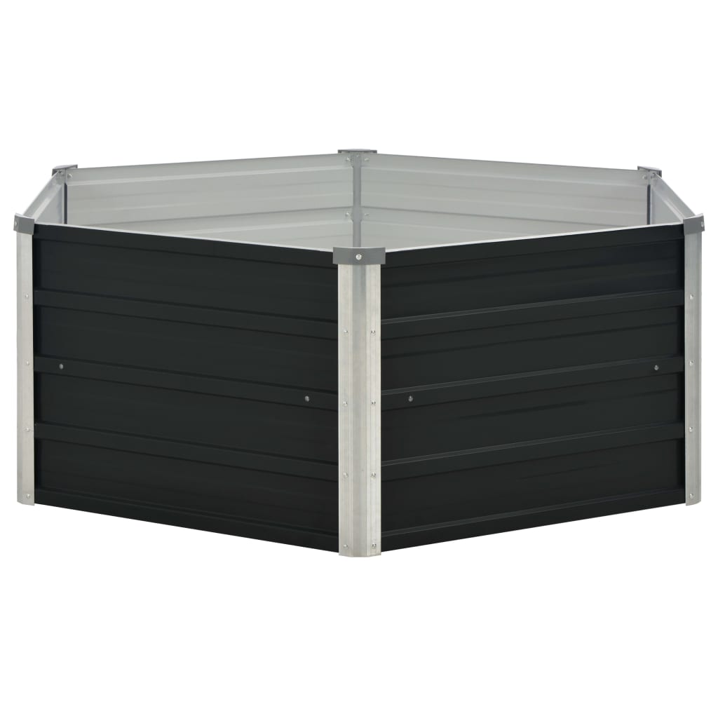 Ζαρντινιέρα Ψηλή Ανθρακί 129x129x45 εκ. από Γαλβανισμένο Χάλυβα