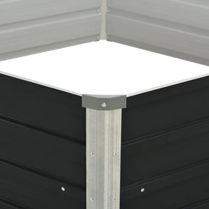Ζαρντινιέρα Ψηλή Ανθρακί 129x129x45 εκ. από Γαλβανισμένο Χάλυβα