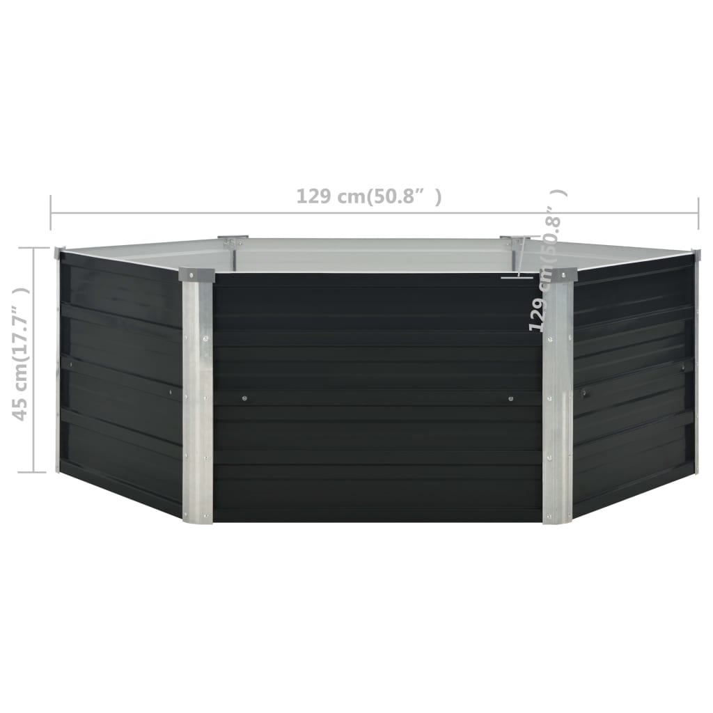 Ζαρντινιέρα Ψηλή Ανθρακί 129x129x45 εκ. από Γαλβανισμένο Χάλυβα