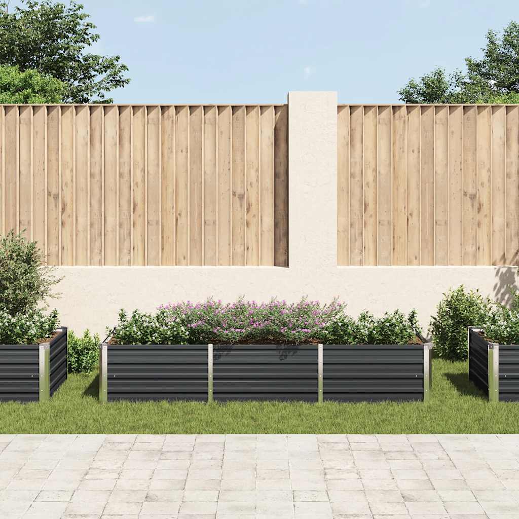 Ζαρντινιέρα Υπερυψωμένη Ανθρακί 240x80x45 εκ. Γαλβαν. Χάλυβας