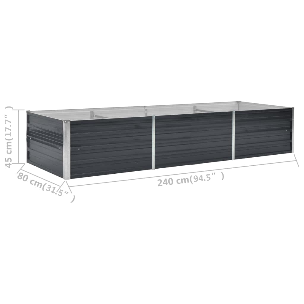 Ζαρντινιέρα Υπερυψωμένη Ανθρακί 240x80x45 εκ. Γαλβαν. Χάλυβας