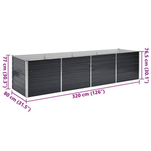 Ζαρντινιέρα Υπερυψωμένη Ανθρακί 320x80x77 εκ. Γαλβαν. Χάλυβας