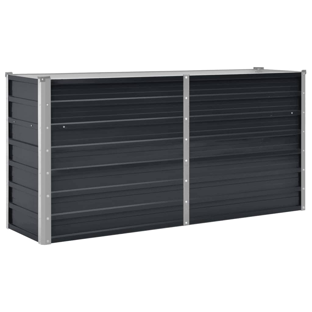 Ζαρντινιέρα Υπερυψωμένη Ανθρακί 160x40x77 εκ. Γαλβαν. Χάλυβας