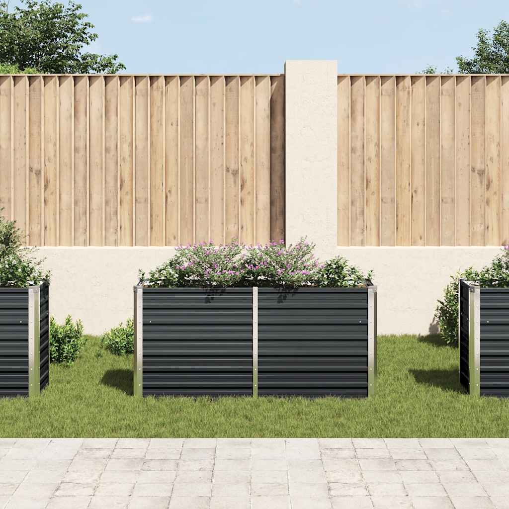 Ζαρντινιέρα Υπερυψωμένη Ανθρακί 160x40x77 εκ. Γαλβαν. Χάλυβας