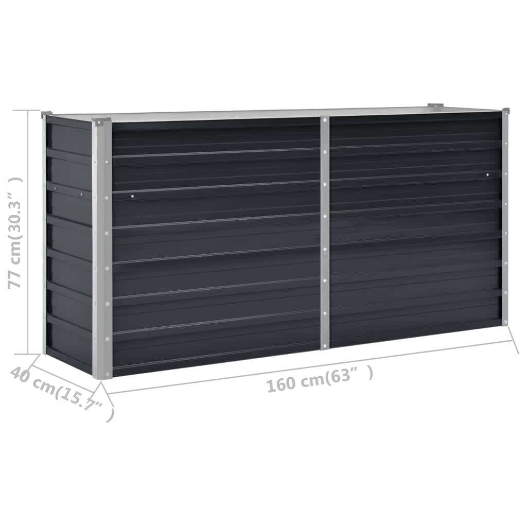 Ζαρντινιέρα Υπερυψωμένη Ανθρακί 160x40x77 εκ. Γαλβαν. Χάλυβας
