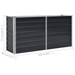Ζαρντινιέρα Υπερυψωμένη Ανθρακί 160x40x77 εκ. Γαλβαν. Χάλυβας