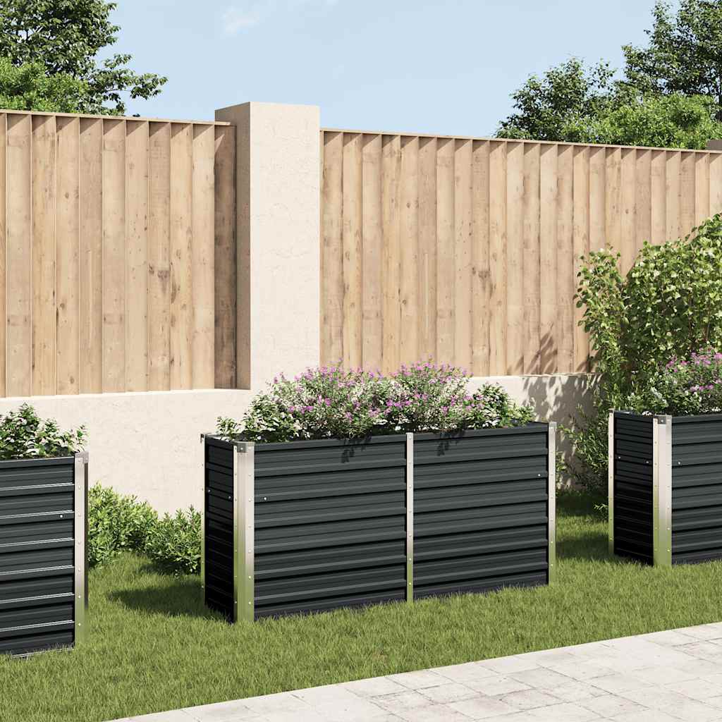 Ζαρντινιέρα Υπερυψωμένη Ανθρακί 160x40x77 εκ. Γαλβαν. Χάλυβας