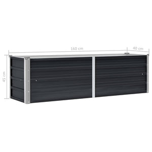 Ζαρντινιέρα Υπερυψωμένη Ανθρακί 160x40x45 εκ. Γαλβαν. Χάλυβας