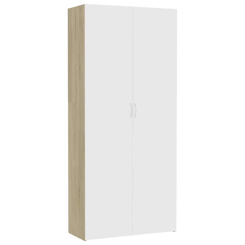Ντουλάπα Λευκή / Sonoma Δρυς 80 x 35,5 x 180 εκ. Μοριοσανίδα - Pakobazaar
