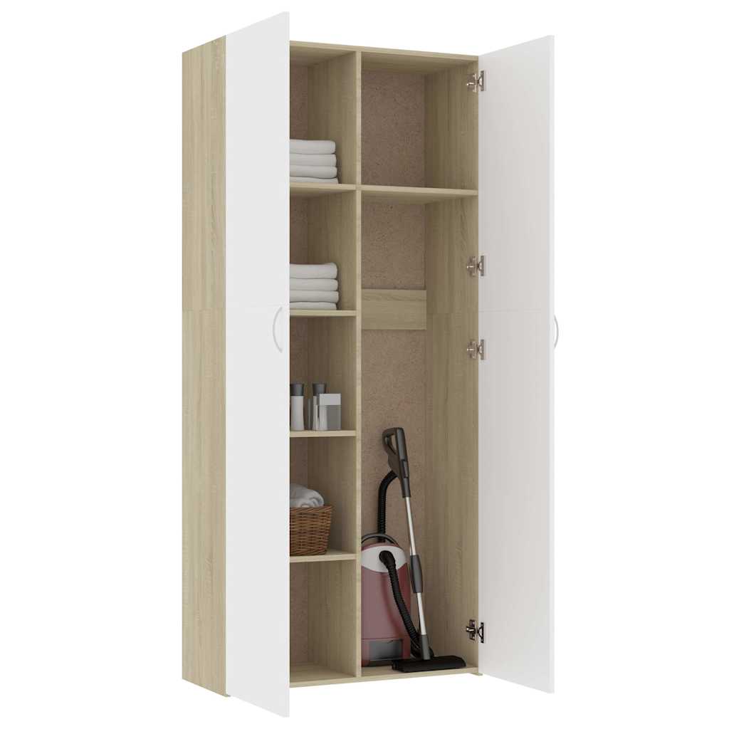Ντουλάπα Λευκή / Sonoma Δρυς 80 x 35,5 x 180 εκ. Μοριοσανίδα - Pakobazaar