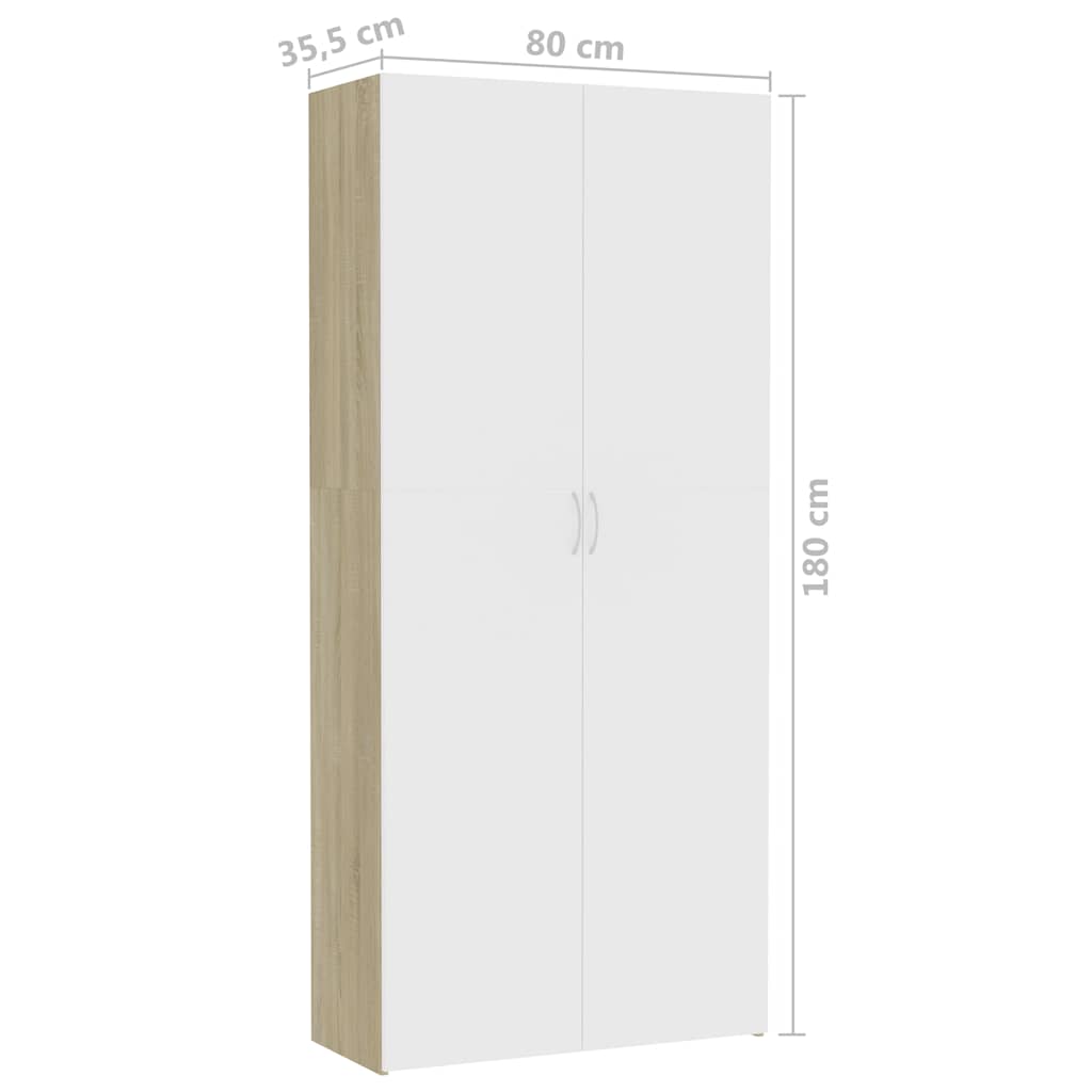 Ντουλάπα Λευκή / Sonoma Δρυς 80 x 35,5 x 180 εκ. Μοριοσανίδα - Pakobazaar