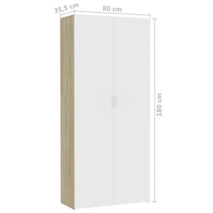 Ντουλάπα Λευκή / Sonoma Δρυς 80 x 35,5 x 180 εκ. Μοριοσανίδα - Pakobazaar