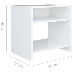 Κομοδίνα 2 τεμ. Λευκά 40 x 30 x 40 εκ. από Επεξ. Ξύλο