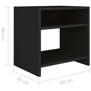 Κομοδίνα 2 τεμ. Μαύρα 40 x 30 x 40 εκ. από Επεξ. Ξύλο