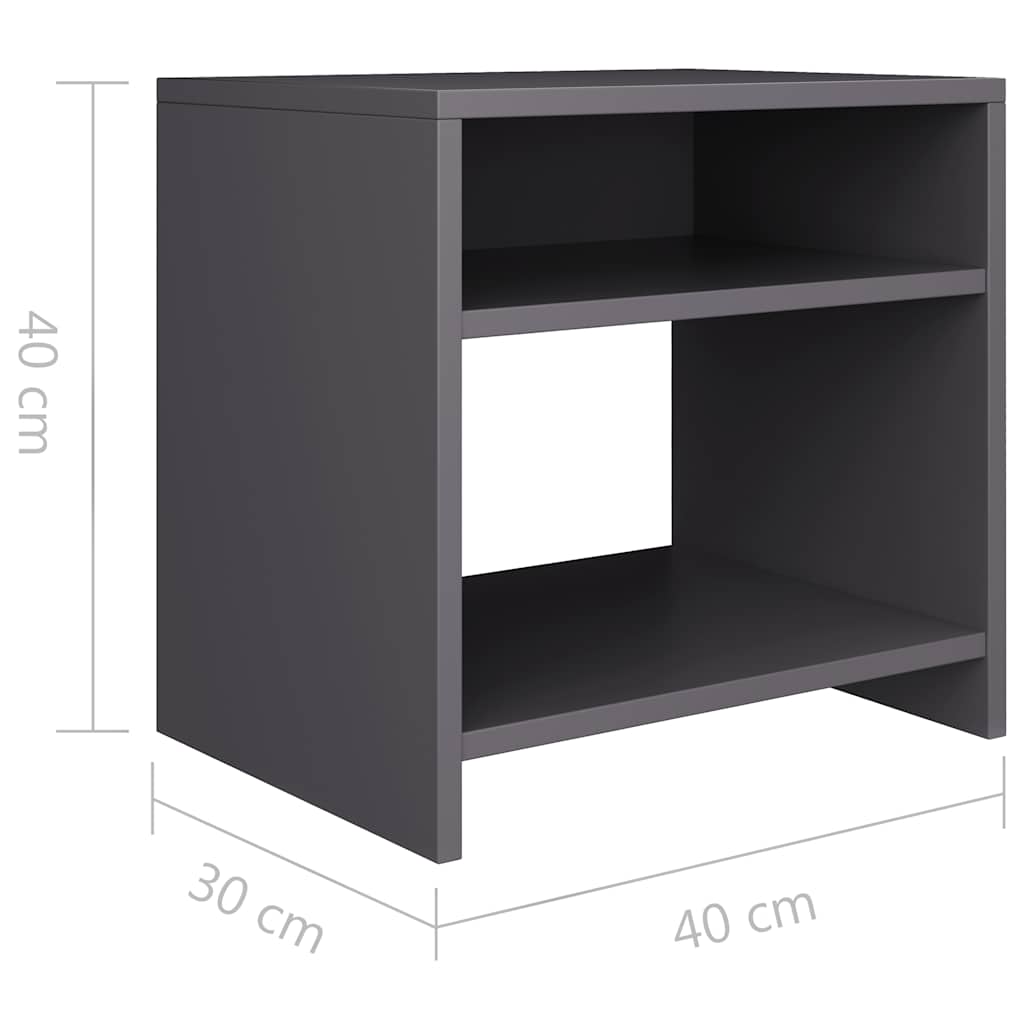 Κομοδίνα 2 τεμ. Γκρι 40 x 30 x 40 εκ. από Επεξ. Ξύλο