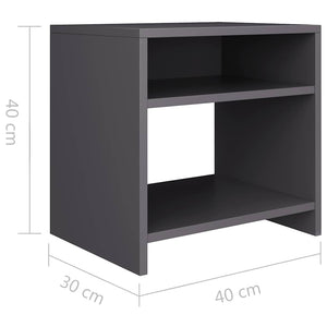 Κομοδίνα 2 τεμ. Γκρι 40 x 30 x 40 εκ. από Επεξ. Ξύλο