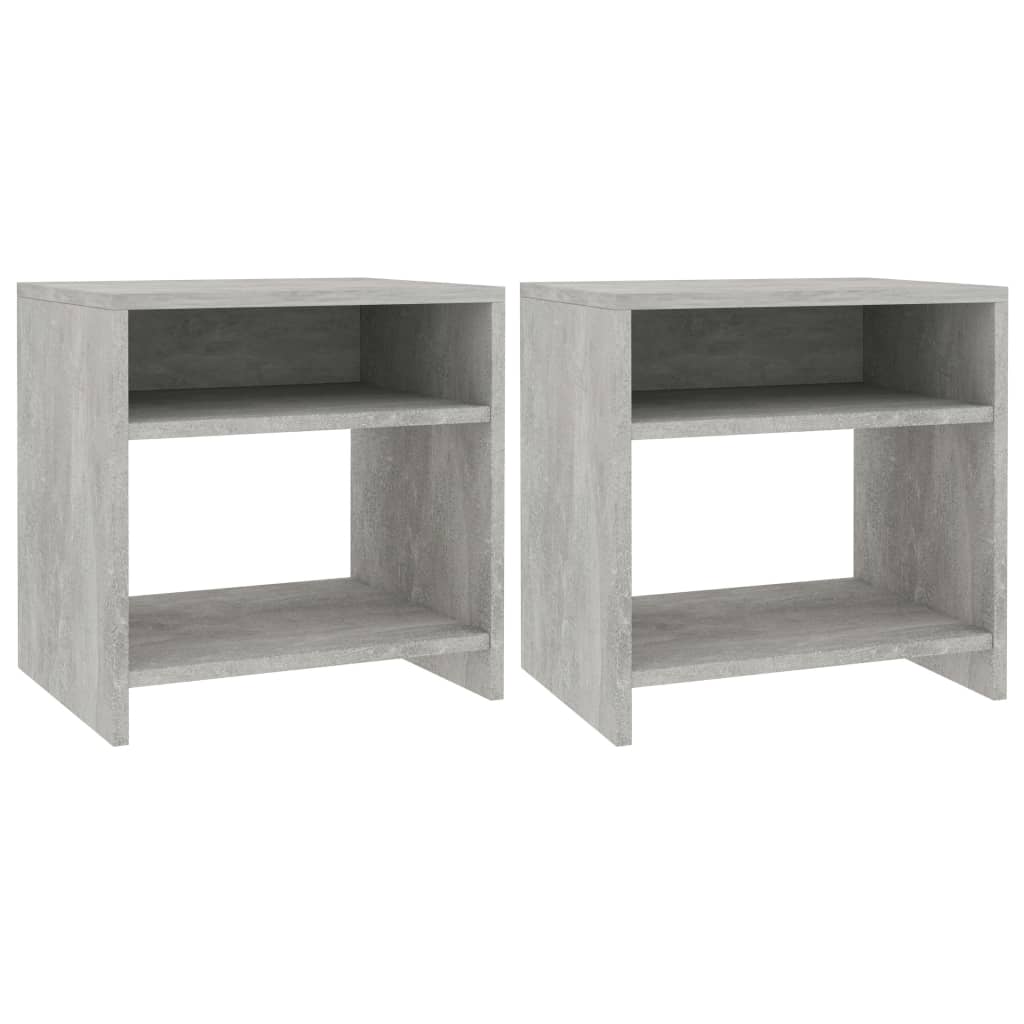 Κομοδίνα 2 τεμ. Γκρι Σκυροδέματος 40x30x40 εκ. από Επεξ. Ξύλο