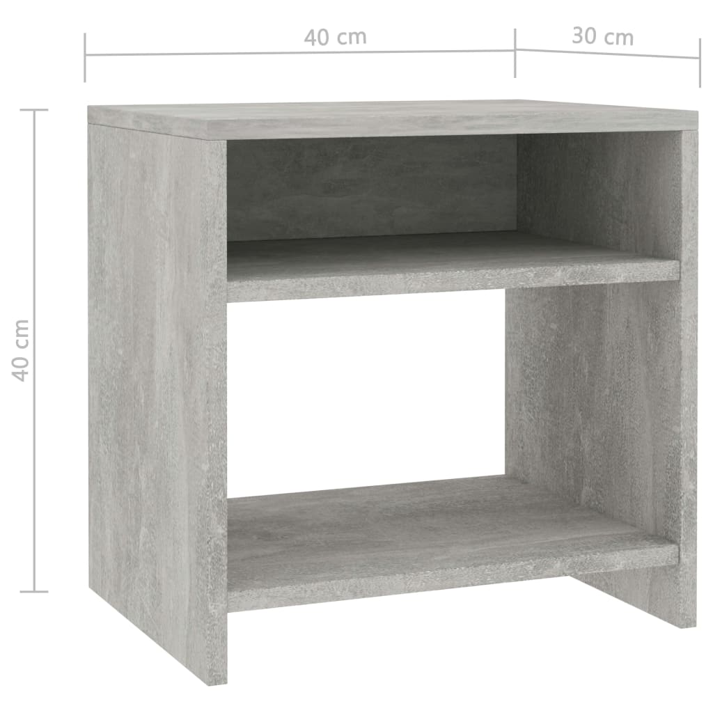 Κομοδίνα 2 τεμ. Γκρι Σκυροδέματος 40x30x40 εκ. από Επεξ. Ξύλο