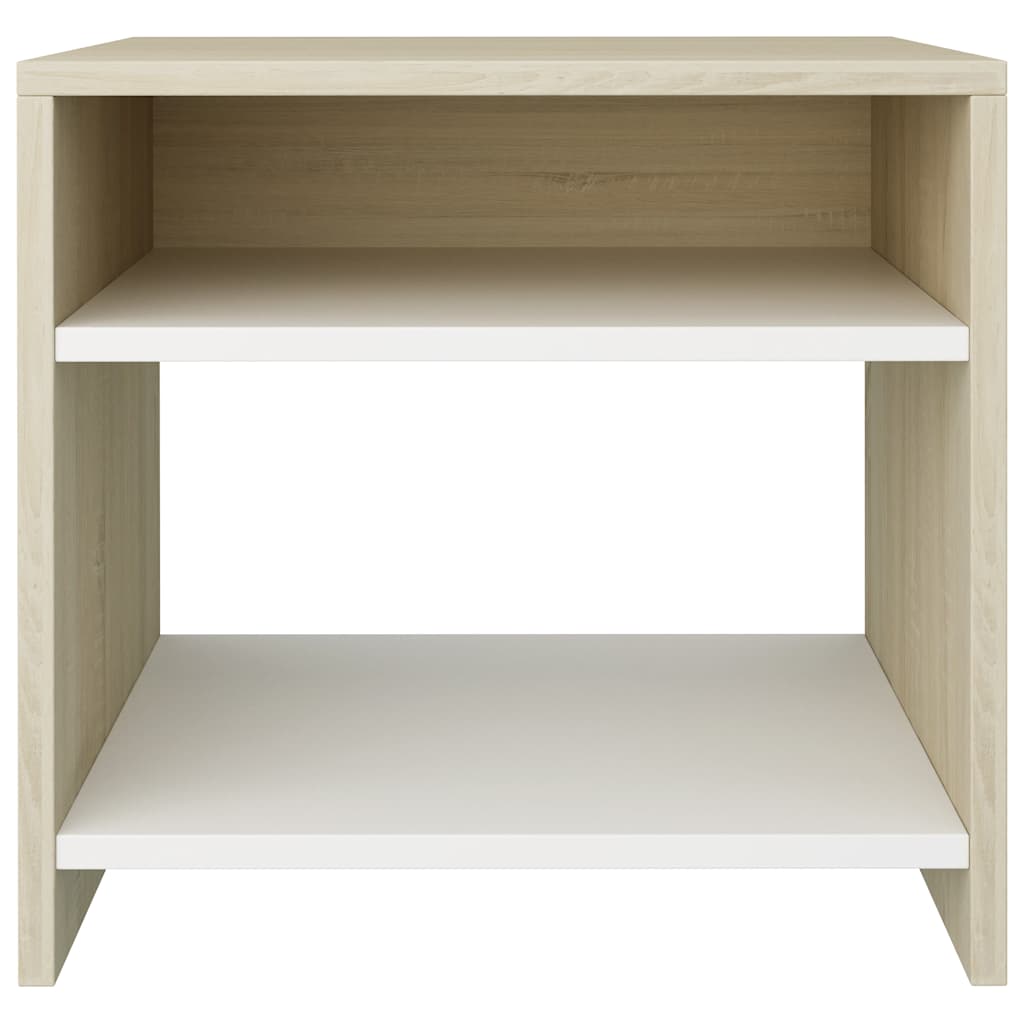 Κομοδίνα 2 τεμ. Λευκά/Sonoma Δρυς 40x30x40 εκ. από Μοριοσανίδα