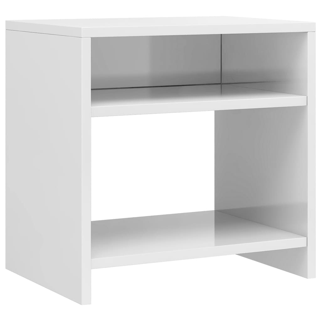 Κομοδίνο Γυαλιστερό Λευκό 40 x 30 x 40 εκ. από Επεξ. Ξύλο - Pakobazaar