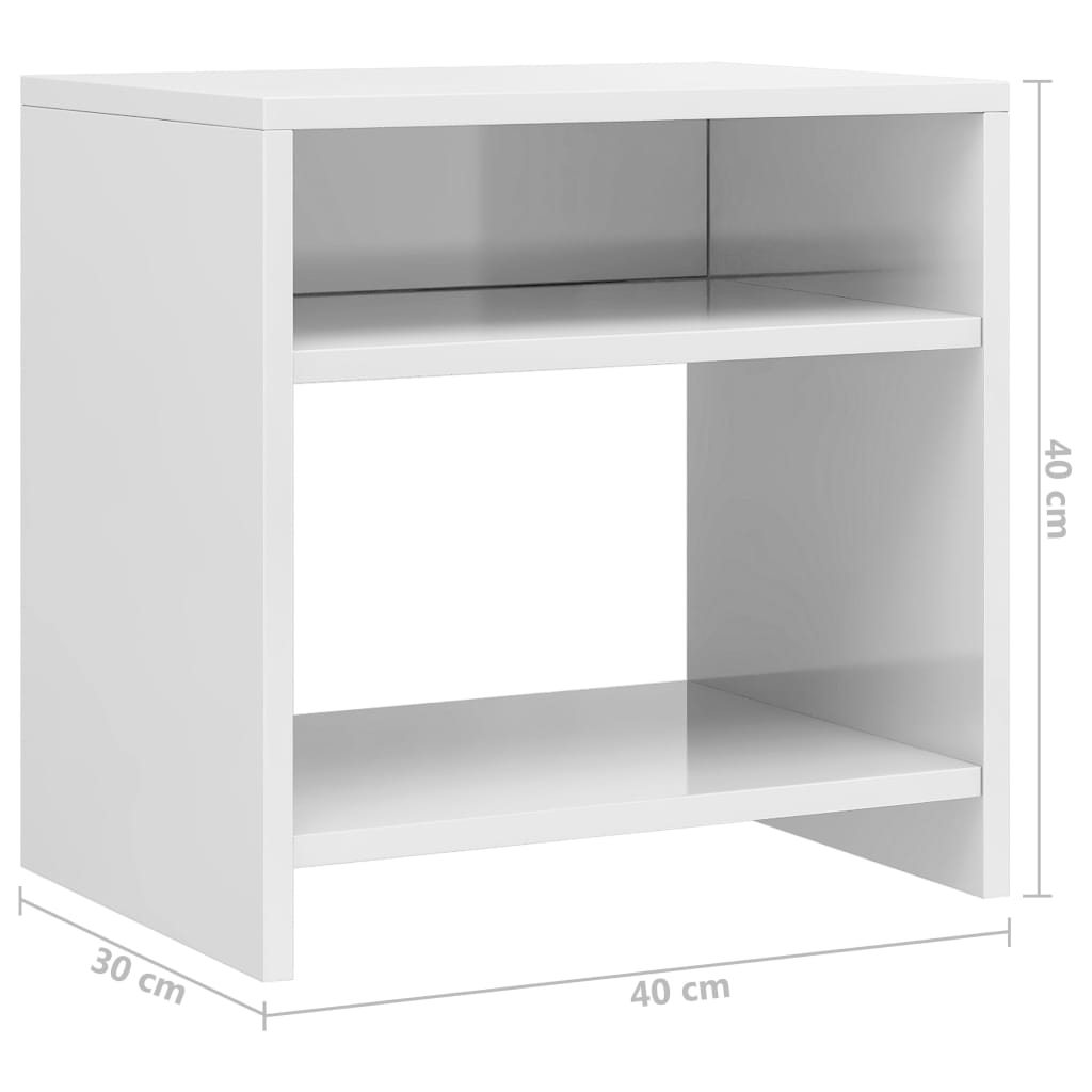 Κομοδίνο Γυαλιστερό Λευκό 40 x 30 x 40 εκ. από Επεξ. Ξύλο - Pakobazaar