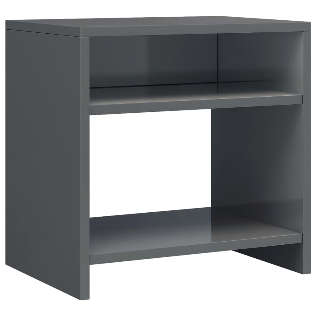 Κομοδίνο Γυαλιστερό Γκρι 40 x 30 x 40 εκ. από Επεξ. Ξύλο - Pakobazaar