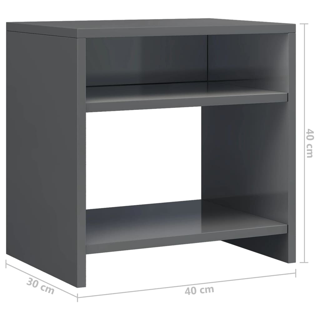 Κομοδίνο Γυαλιστερό Γκρι 40 x 30 x 40 εκ. από Επεξ. Ξύλο - Pakobazaar