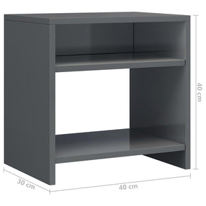 Κομοδίνα 2 τεμ. Γυαλιστερό Γκρι 40x30x40 εκ. από Επεξ. Ξύλο - Pakobazaar