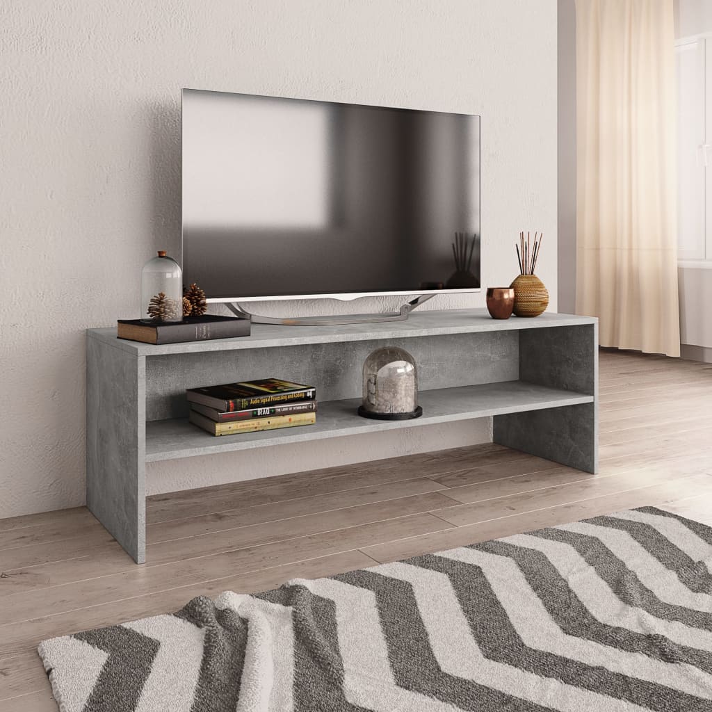 Έπιπλο Τηλεόρασης Γκρι Σκυροδέματος 120x40x40 εκ. Επεξ. Ξύλο
