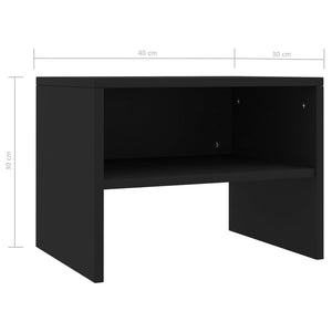 Κομοδίνα 2 τεμ. Μαύρα 40 x 30 x 30 εκ. από Επεξ. Ξύλο