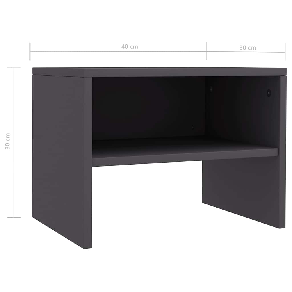 Κομοδίνα 2 τεμ. Γκρι 40 x 30 x 30 εκ. από Μοριοσανίδα