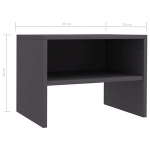 Κομοδίνα 2 τεμ. Γκρι 40 x 30 x 30 εκ. από Μοριοσανίδα