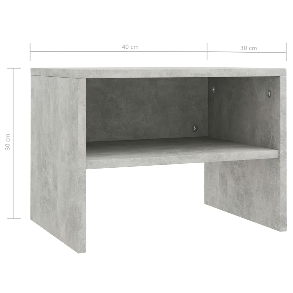 Κομοδίνα 2 τεμ. Γκρι Σκυροδέματος 40x30x30 εκ. από Επεξ. Ξύλο