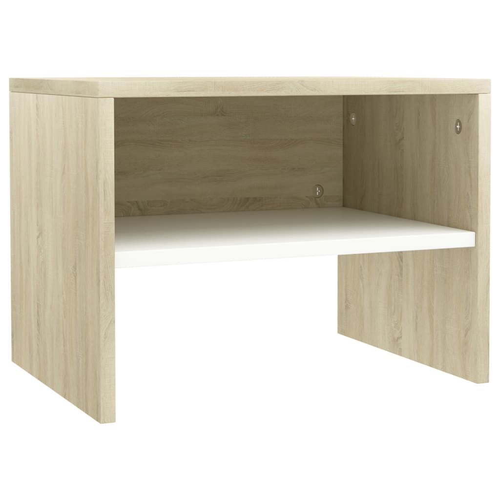 Κομοδίνο Λευκό / Sonoma Δρυς 40 x 30 x 30 εκ. από Μοριοσανίδα - Pakobazaar