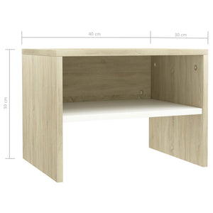 Κομοδίνο Λευκό / Sonoma Δρυς 40 x 30 x 30 εκ. από Μοριοσανίδα - Pakobazaar