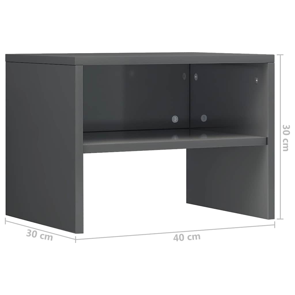 Κομοδίνα 2 τεμ. Γυαλιστερό Γκρι 40x30x30 εκ. από Επεξ. Ξύλο