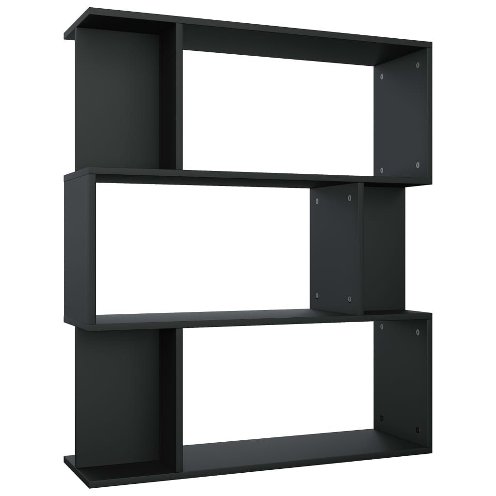 Βιβλιοθήκη/Διαχωριστικό Χώρου Μαύρο 80x24x96 εκ. Επεξ. Ξύλο - Pakobazaar