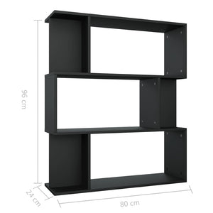 Βιβλιοθήκη/Διαχωριστικό Χώρου Μαύρο 80x24x96 εκ. Επεξ. Ξύλο - Pakobazaar