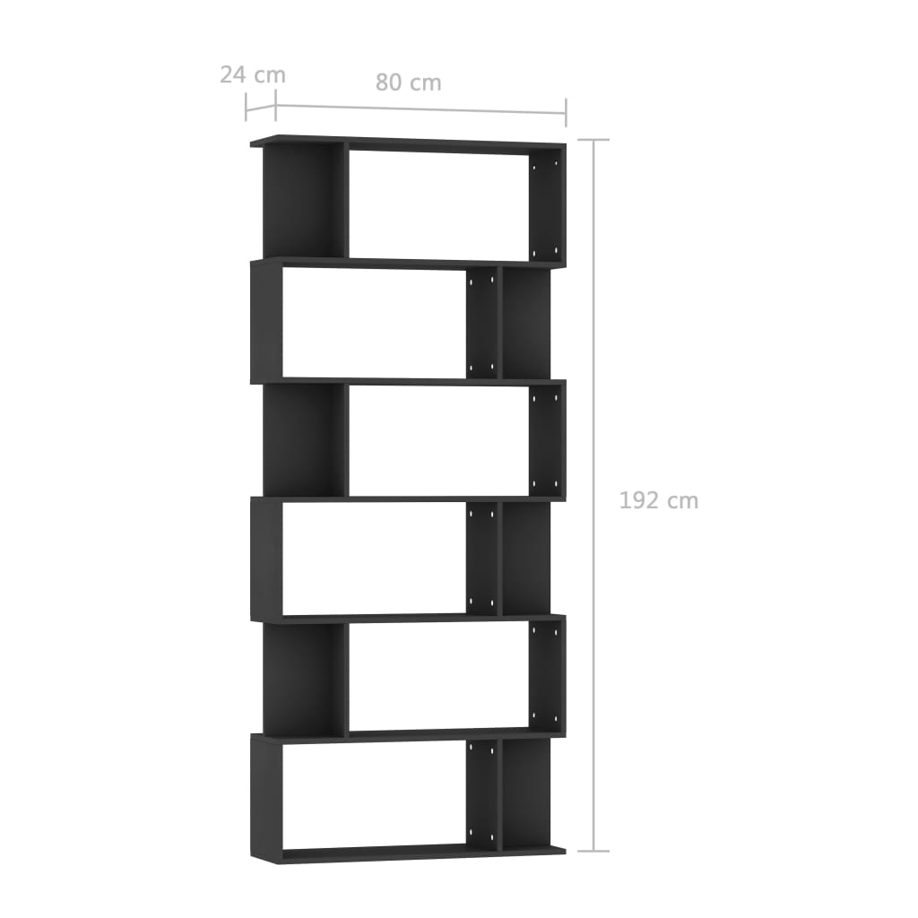 Βιβλιοθήκη/Διαχωριστικό Χώρου Μαύρο 80x24x192 εκ. Επεξ. Ξύλο - Pakobazaar