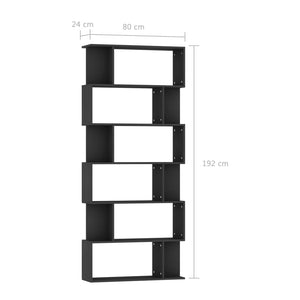 Βιβλιοθήκη/Διαχωριστικό Χώρου Μαύρο 80x24x192 εκ. Επεξ. Ξύλο - Pakobazaar